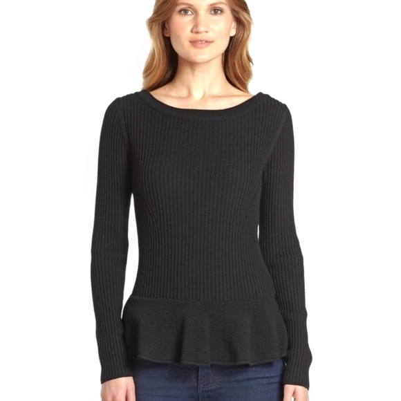Tory Burch Madeline Black Peplum Sweater | M - Picture 4 of 6